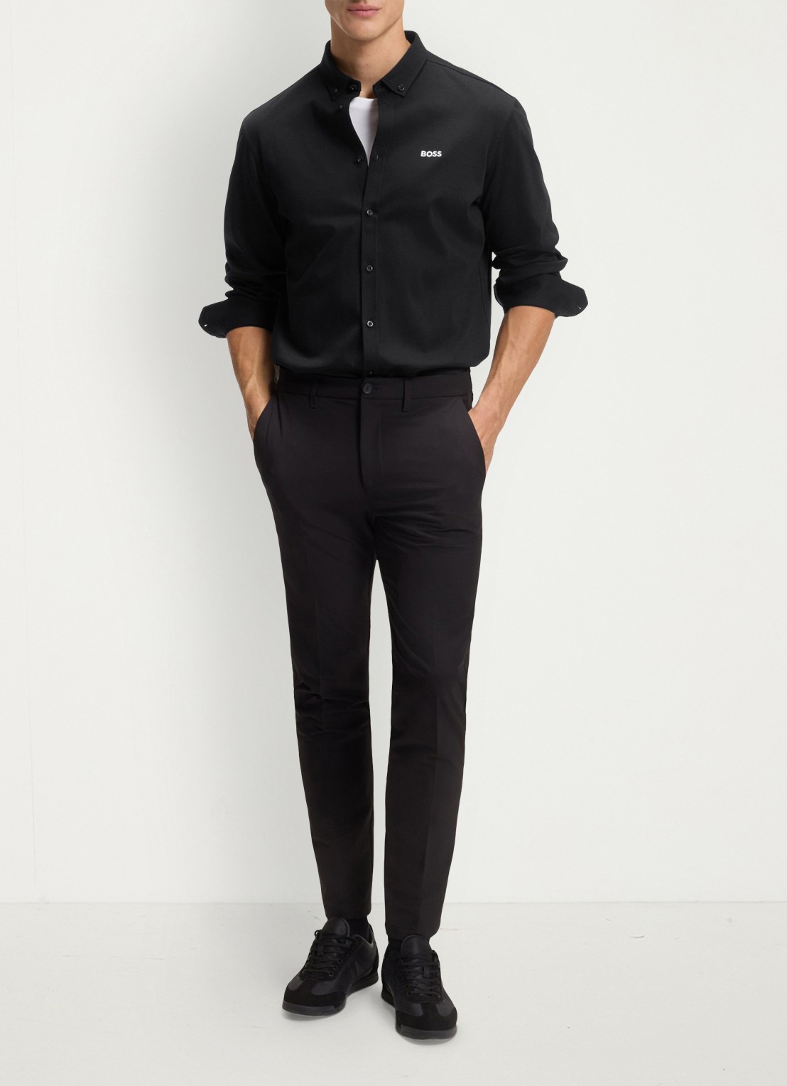 BOSS Regular fit overhemd met logo - voorkant 6 zwart