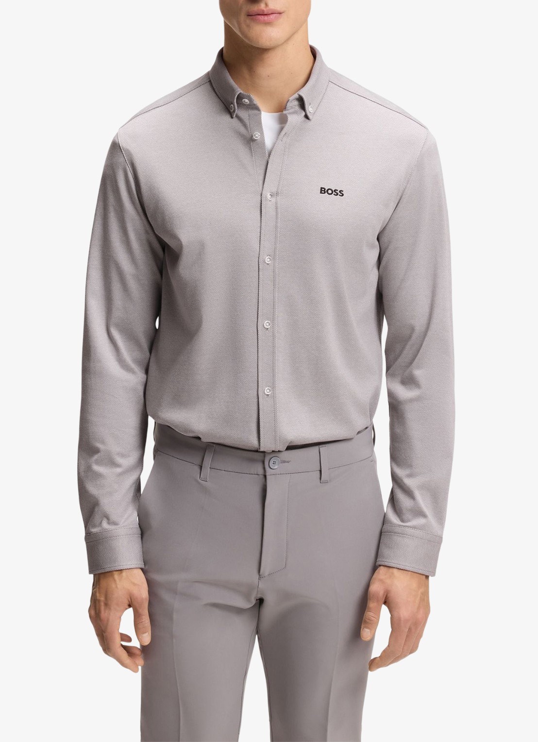 BOSS Regular fit overhemd met logo - detail 2 grijs