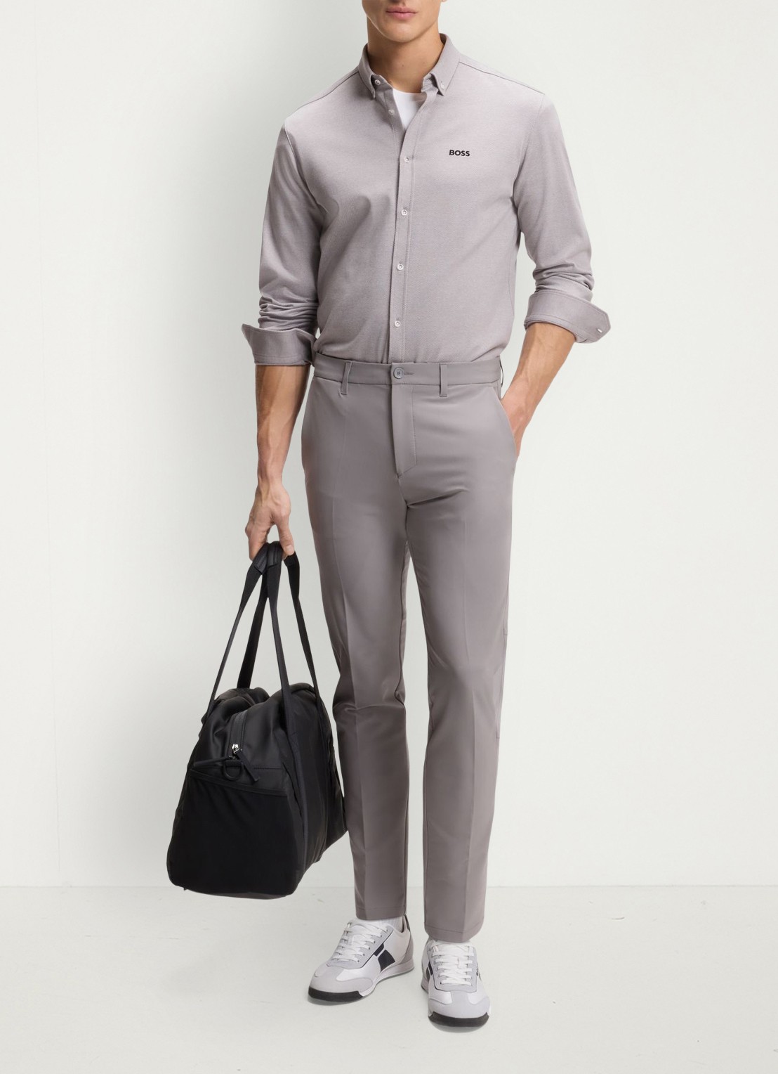 BOSS Regular fit overhemd met logo - voorkant 6 grijs