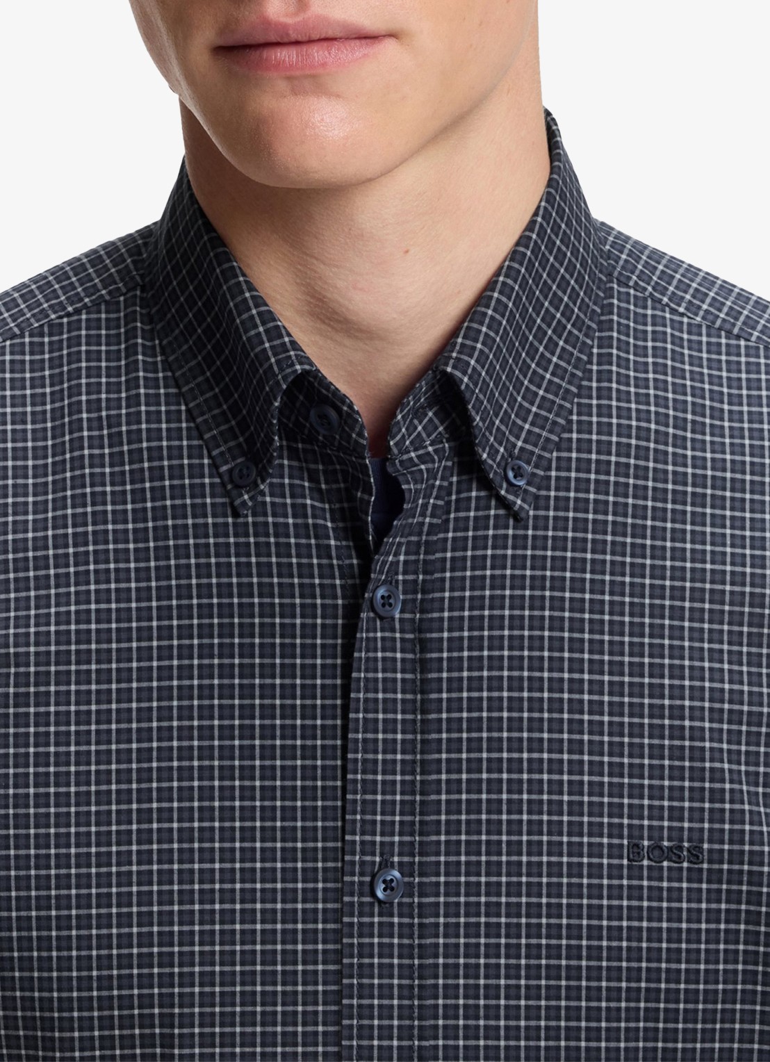BOSS Regular fit overhemd met ruitdessin - detail 5 blauw