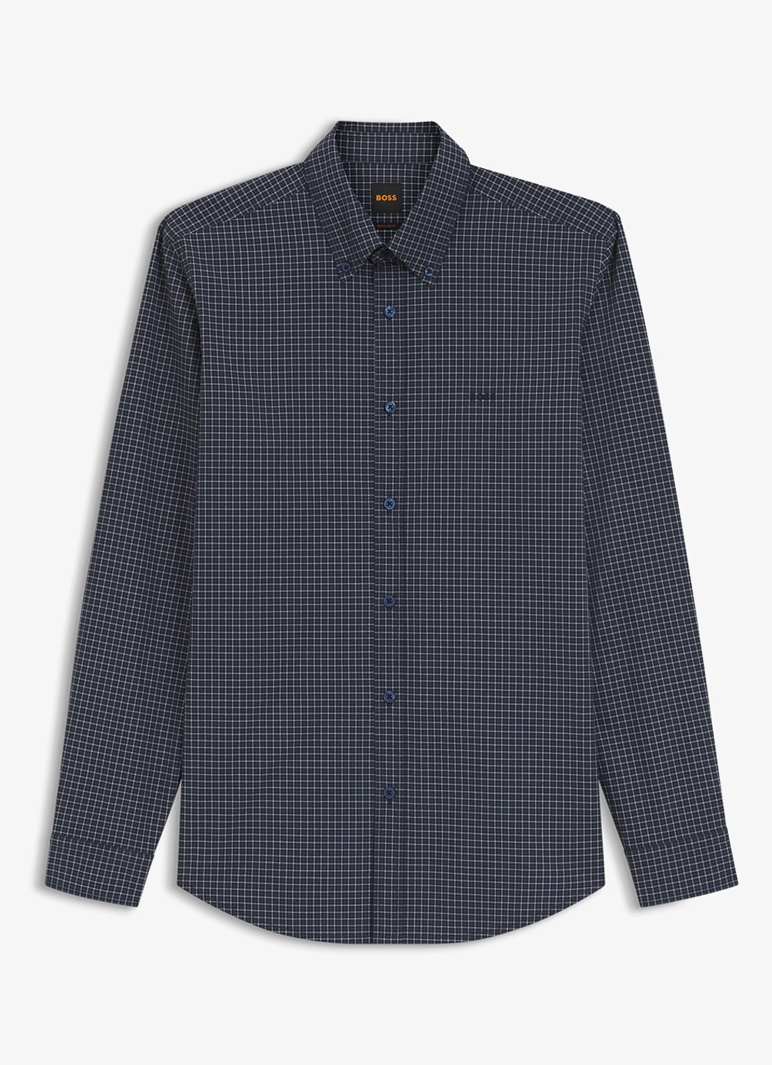 BOSS Regular fit overhemd met ruitdessin - voorkant blauw