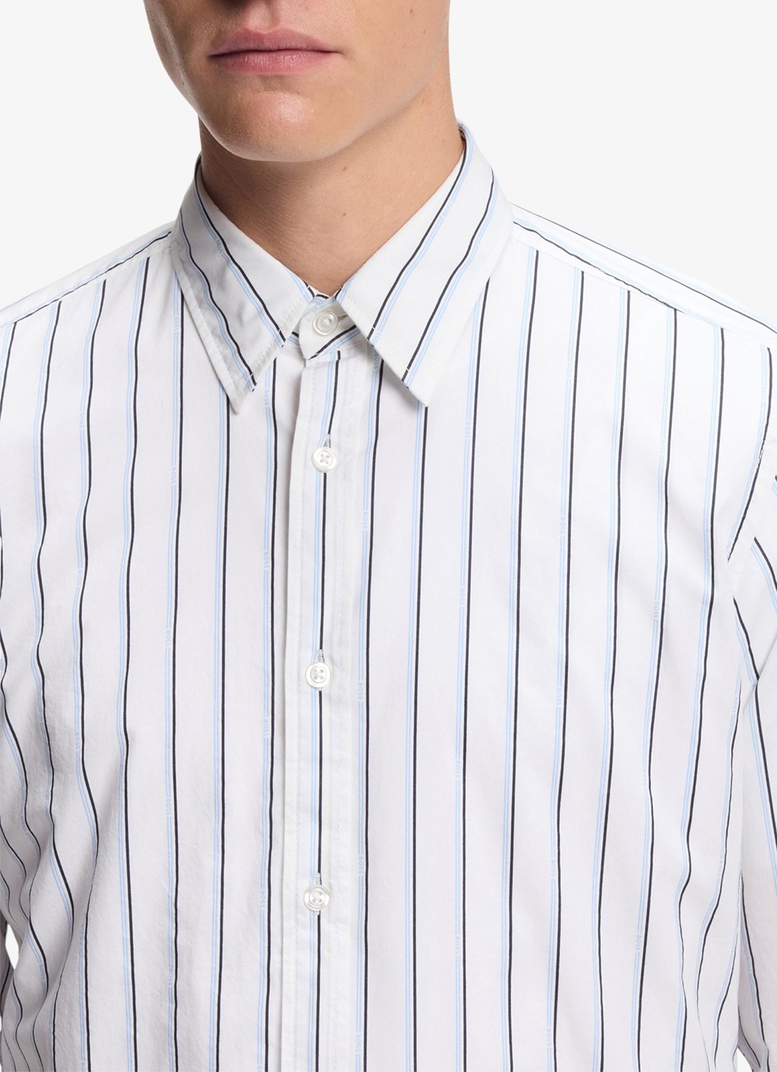 BOSS Regular fit overhemd met streepprint - detail 3 wit