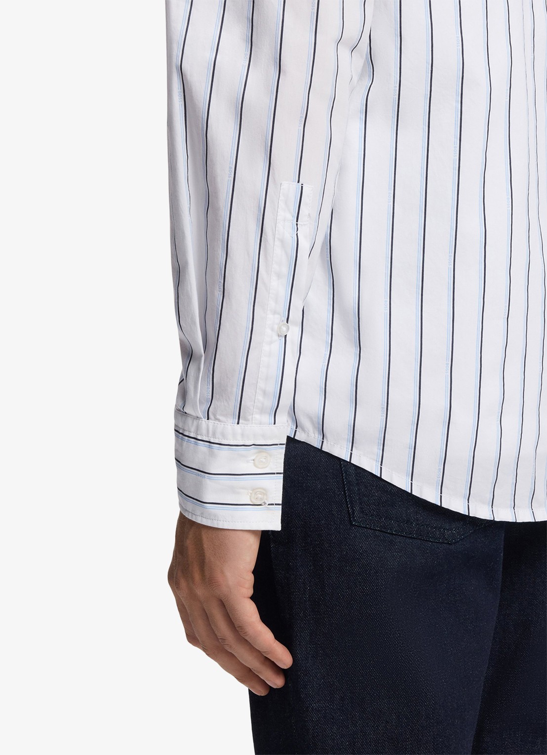 BOSS Regular fit overhemd met streepprint - detail 4 wit