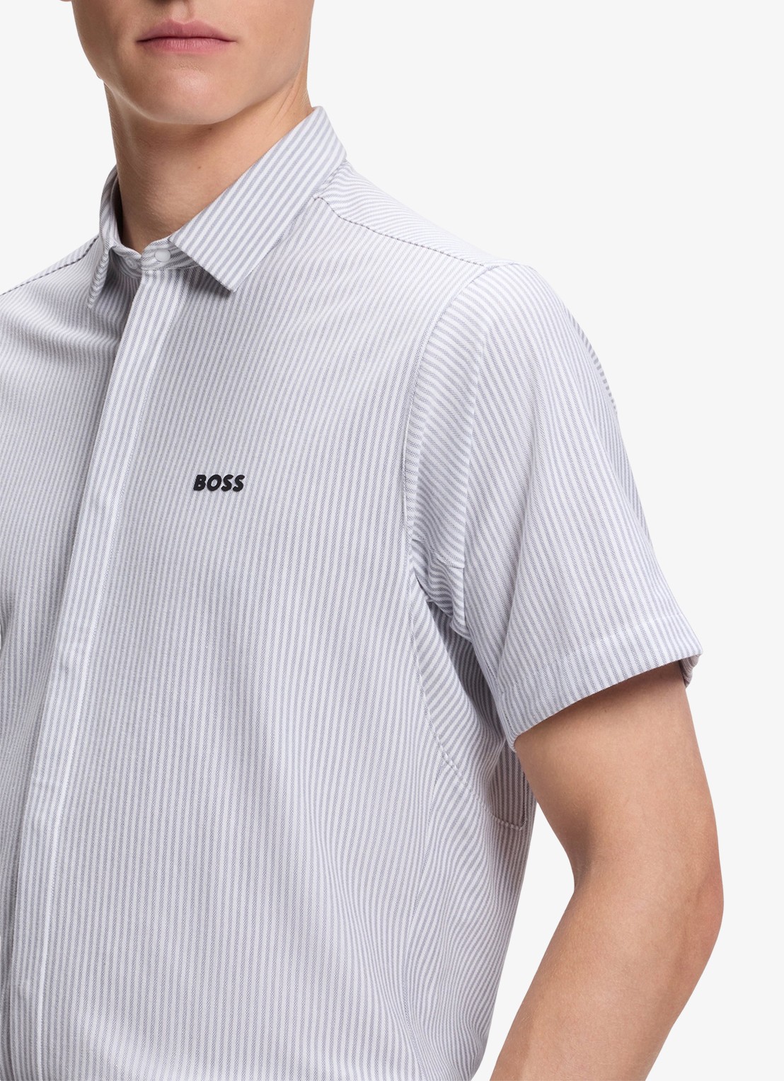 BOSS Regular fit overhemd met streepprint - detail 3 dark grey-026
