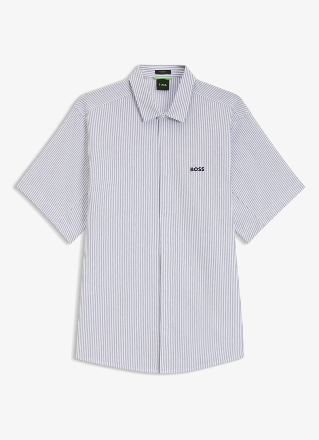 BOSS Regular fit overhemd met streepprint - voorkant 4 dark grey-026
