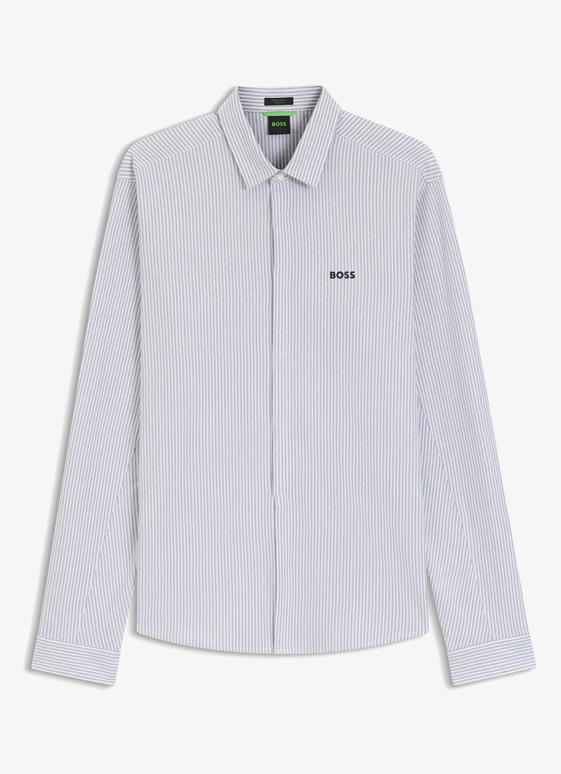 BOSS Regular fit overhemd met streepprint - voorkant 4 dark grey-026