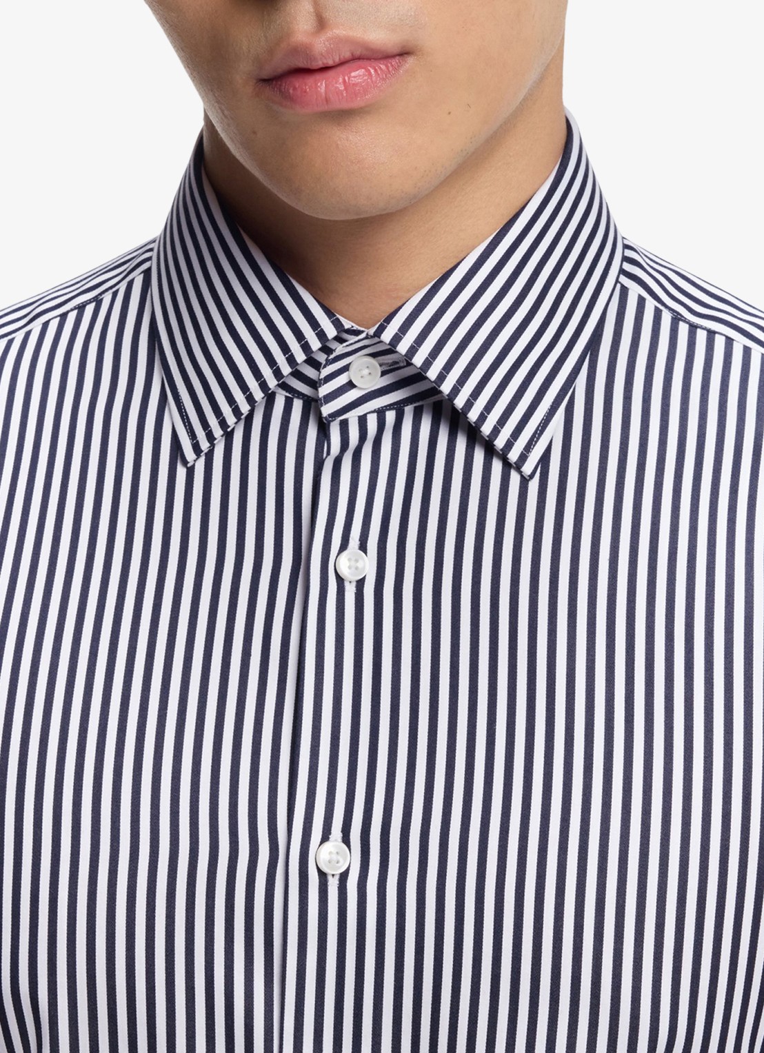BOSS Regular fit overhemd met streepprint - detail 2 donkerblauw