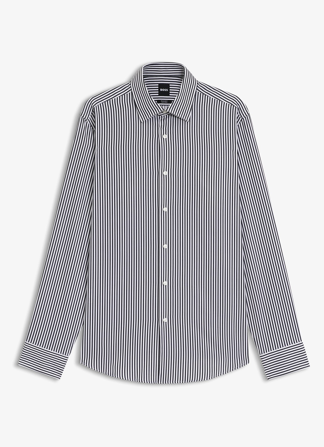 BOSS Regular fit overhemd met streepprint - voorkant 5 donkerblauw
