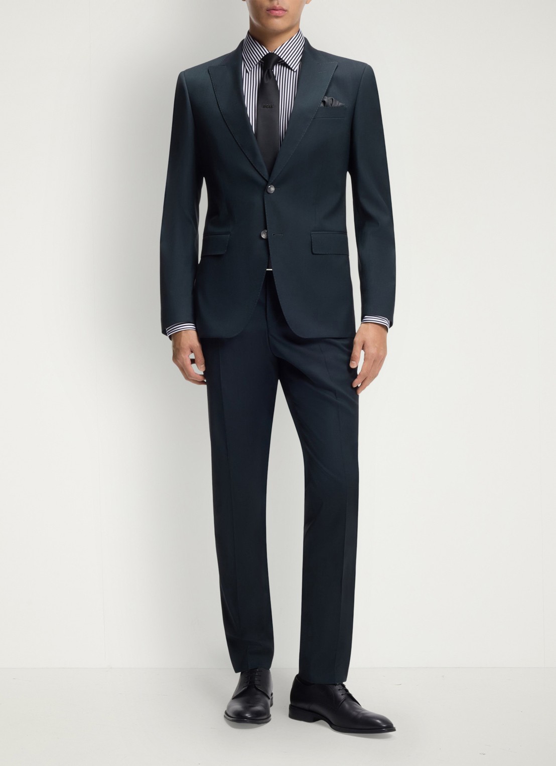BOSS Regular fit overhemd met streepprint - voorkant 6 donkerblauw