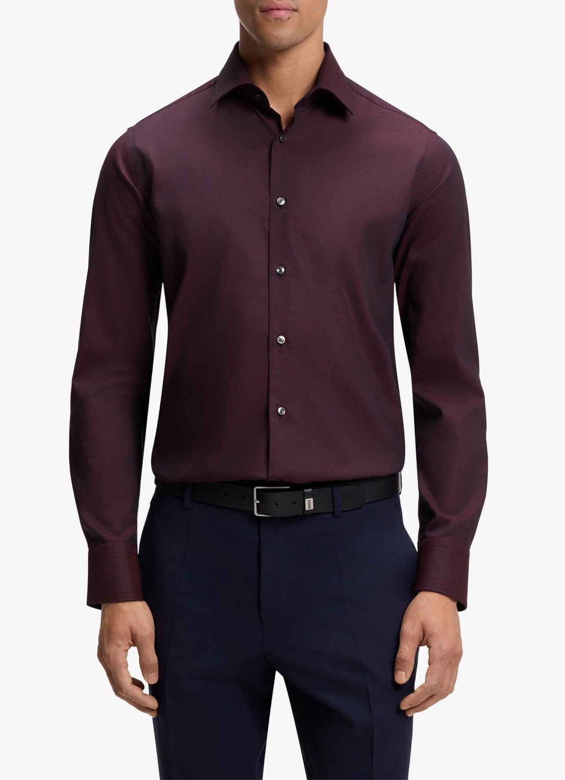BOSS Regular-fit overhemd met stretch - detail rood