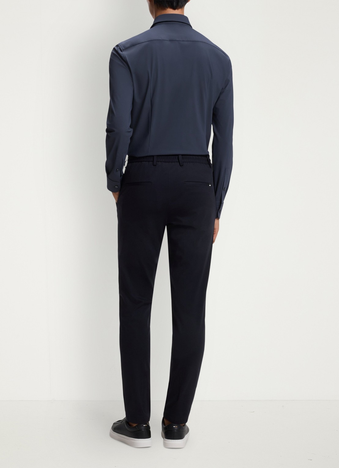 BOSS Regular fit overhemd met stretch - achterkant 5 donkerblauw