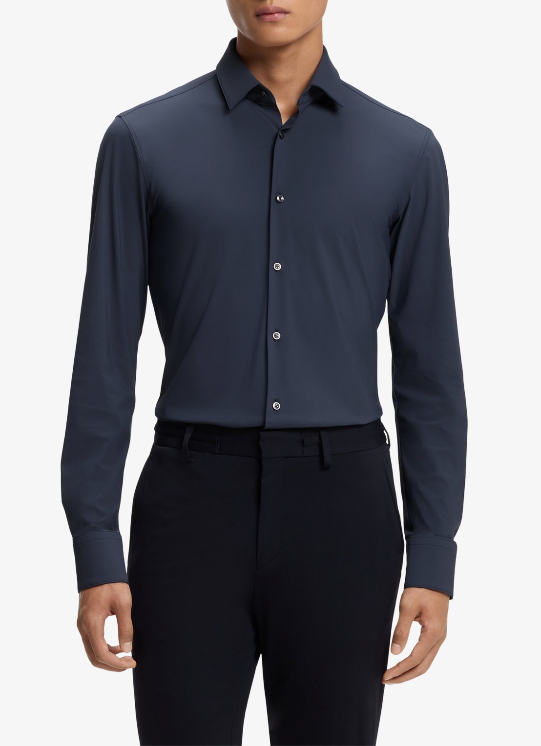 BOSS Regular fit overhemd met stretch - detail 2 donkerblauw