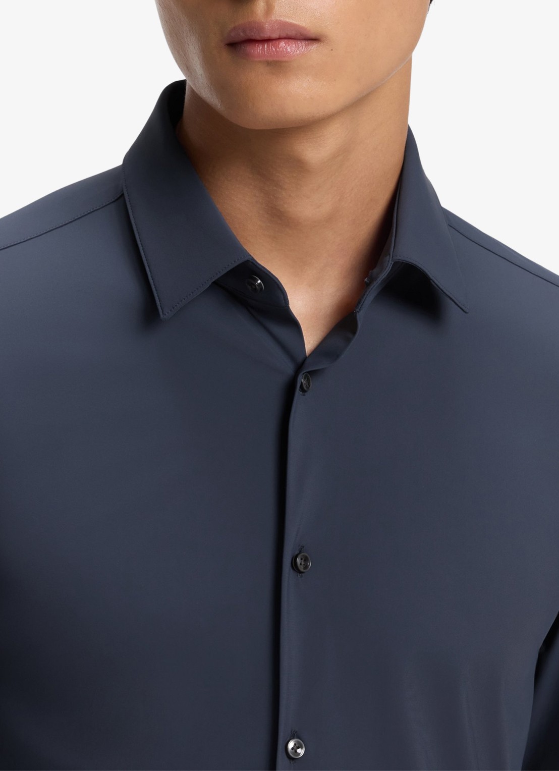 BOSS Regular fit overhemd met stretch - detail 3 donkerblauw