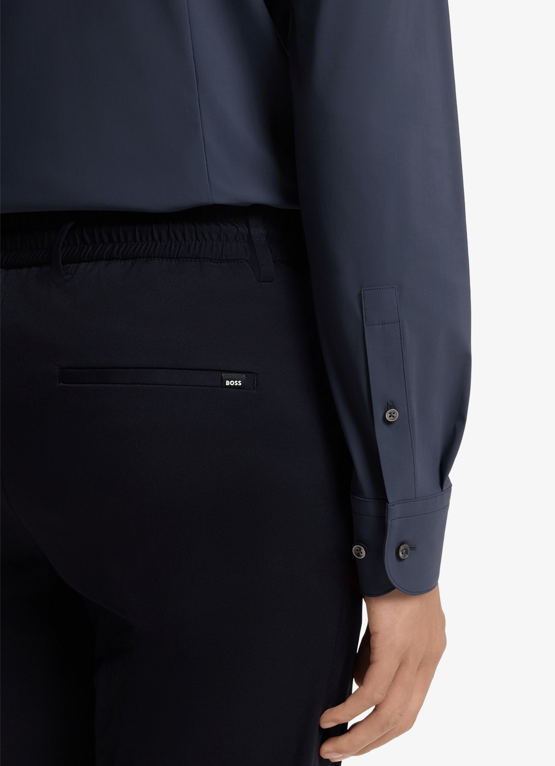 BOSS Regular fit overhemd met stretch - detail 4 donkerblauw