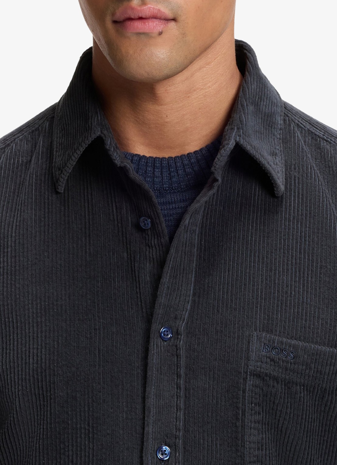 BOSS Regular fit overhemd van corduroy - detail 2 blauw