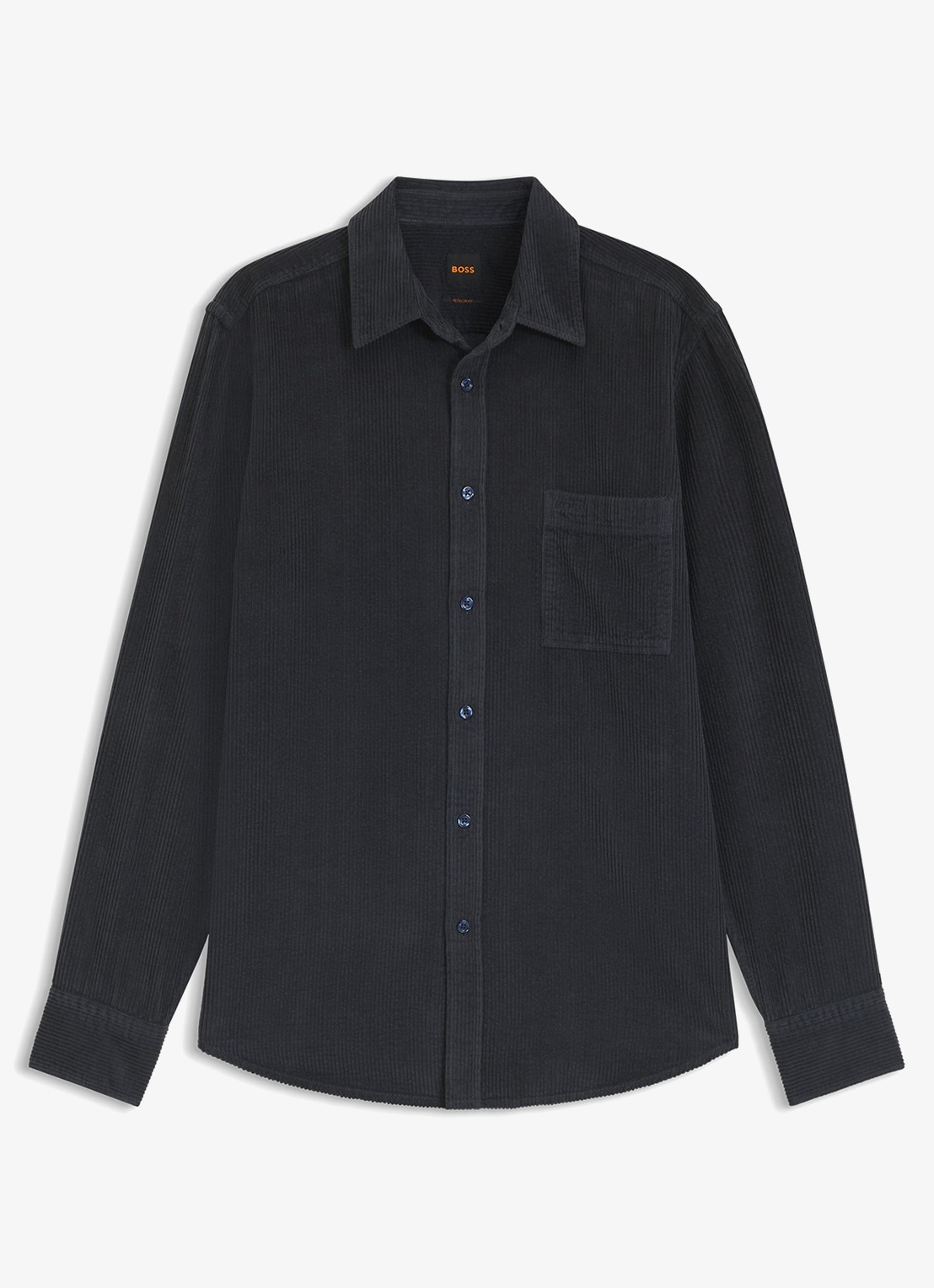 BOSS Regular fit overhemd van corduroy - voorkant 4 blauw