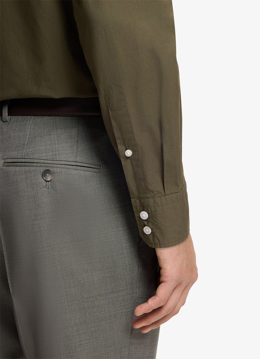 BOSS Regular fit overhemd van katoen - detail 5 legergroen