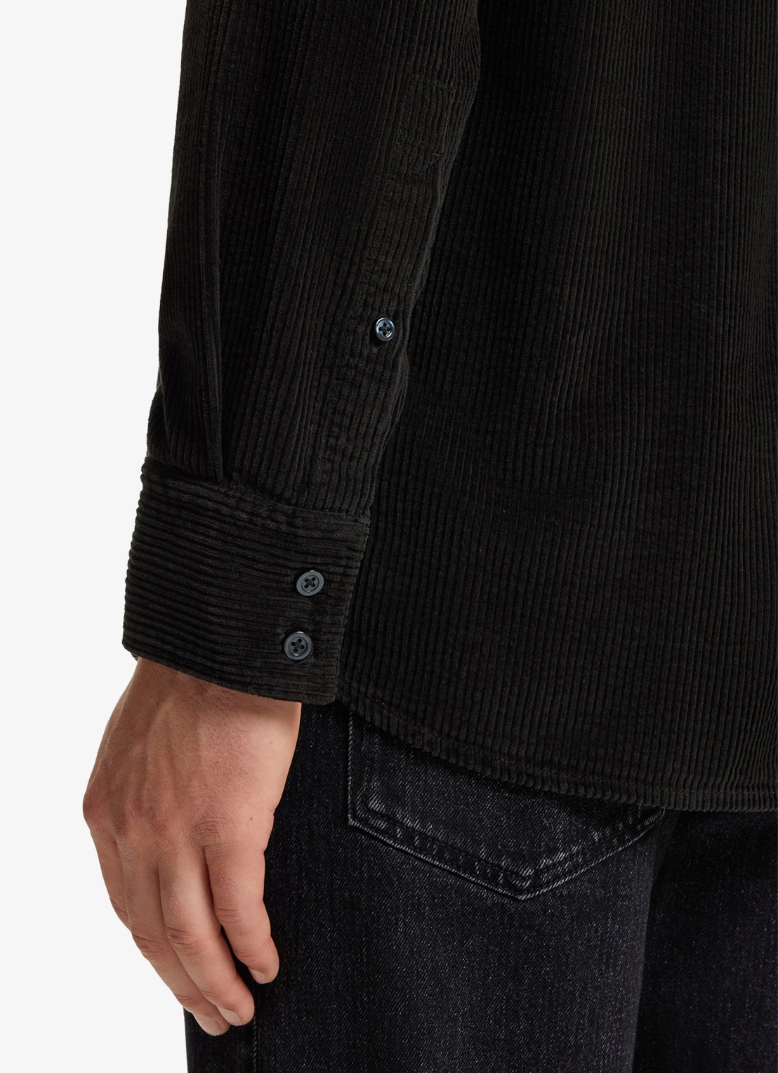 BOSS Regular-fit overhemd van katoenen corduroy - detail 6 zwart