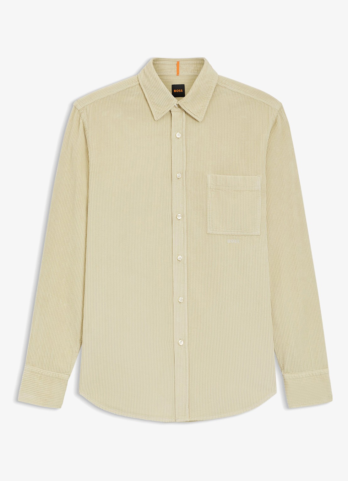 BOSS Regular-fit overhemd van katoenen corduroy - voorkant beige