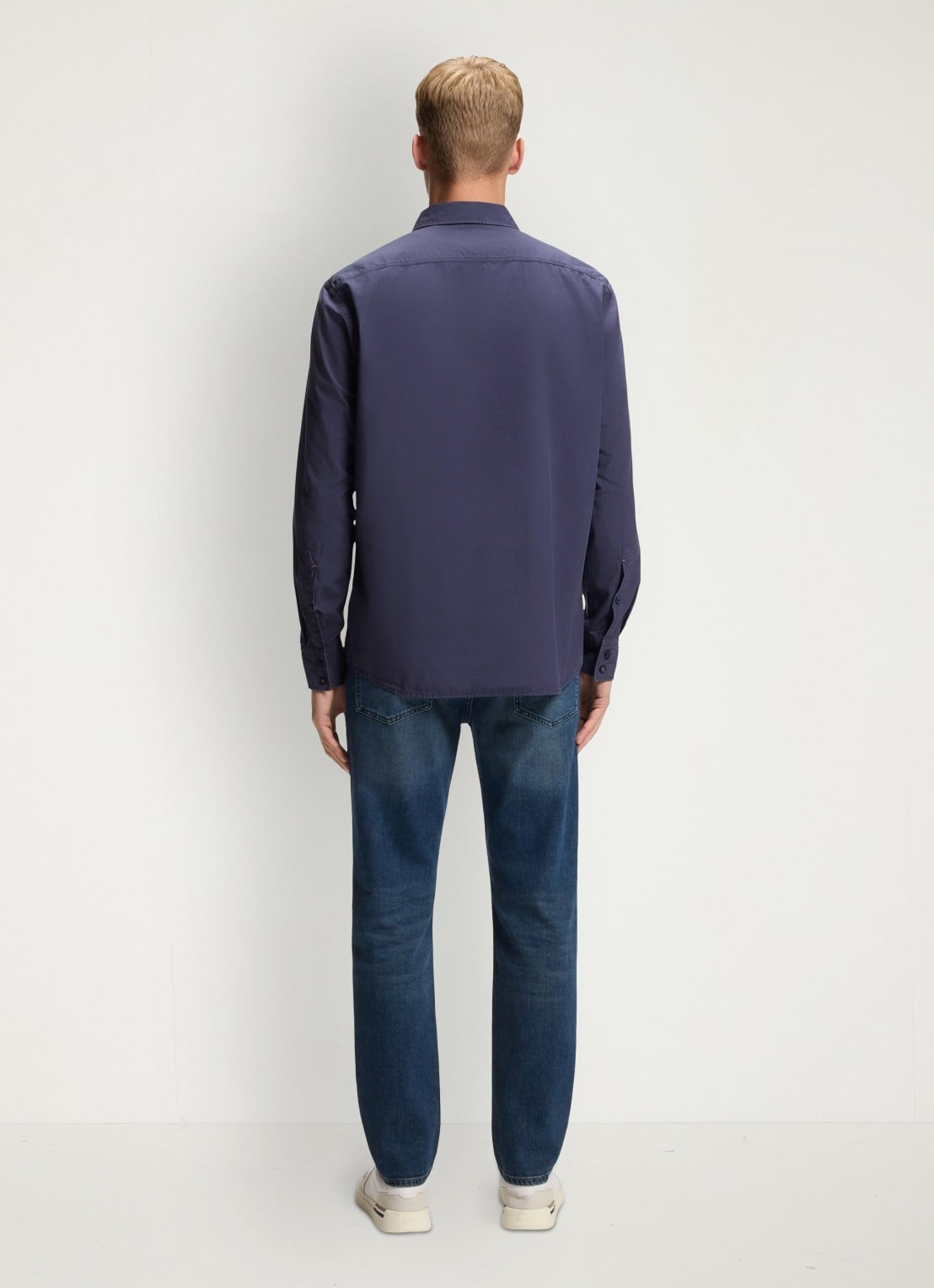 BOSS Regular-fit overhemd van katoenen popeline - achterkant 6 navy-418 / blauw