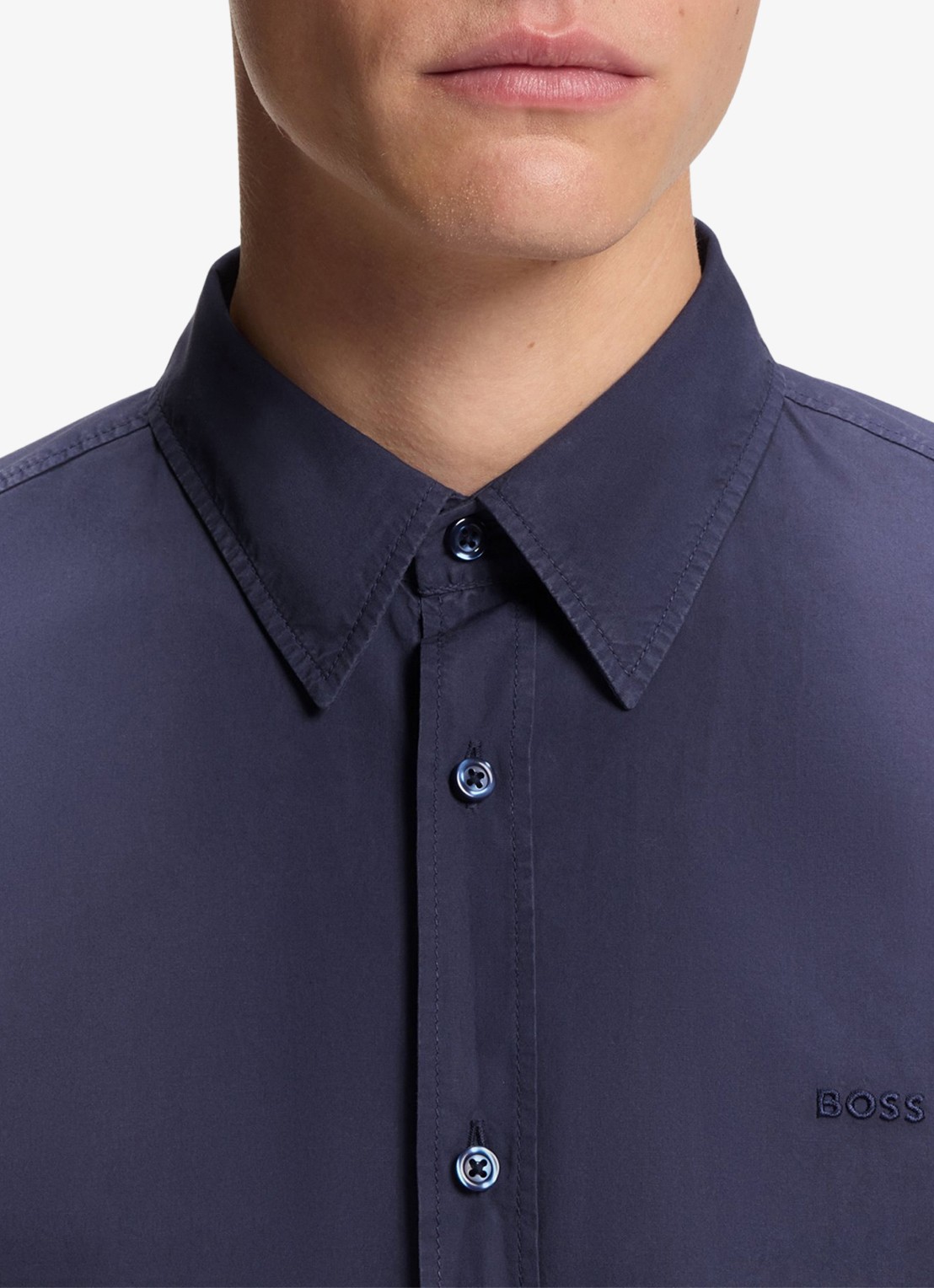 BOSS Regular-fit overhemd van katoenen popeline - detail 4 navy-418 / blauw