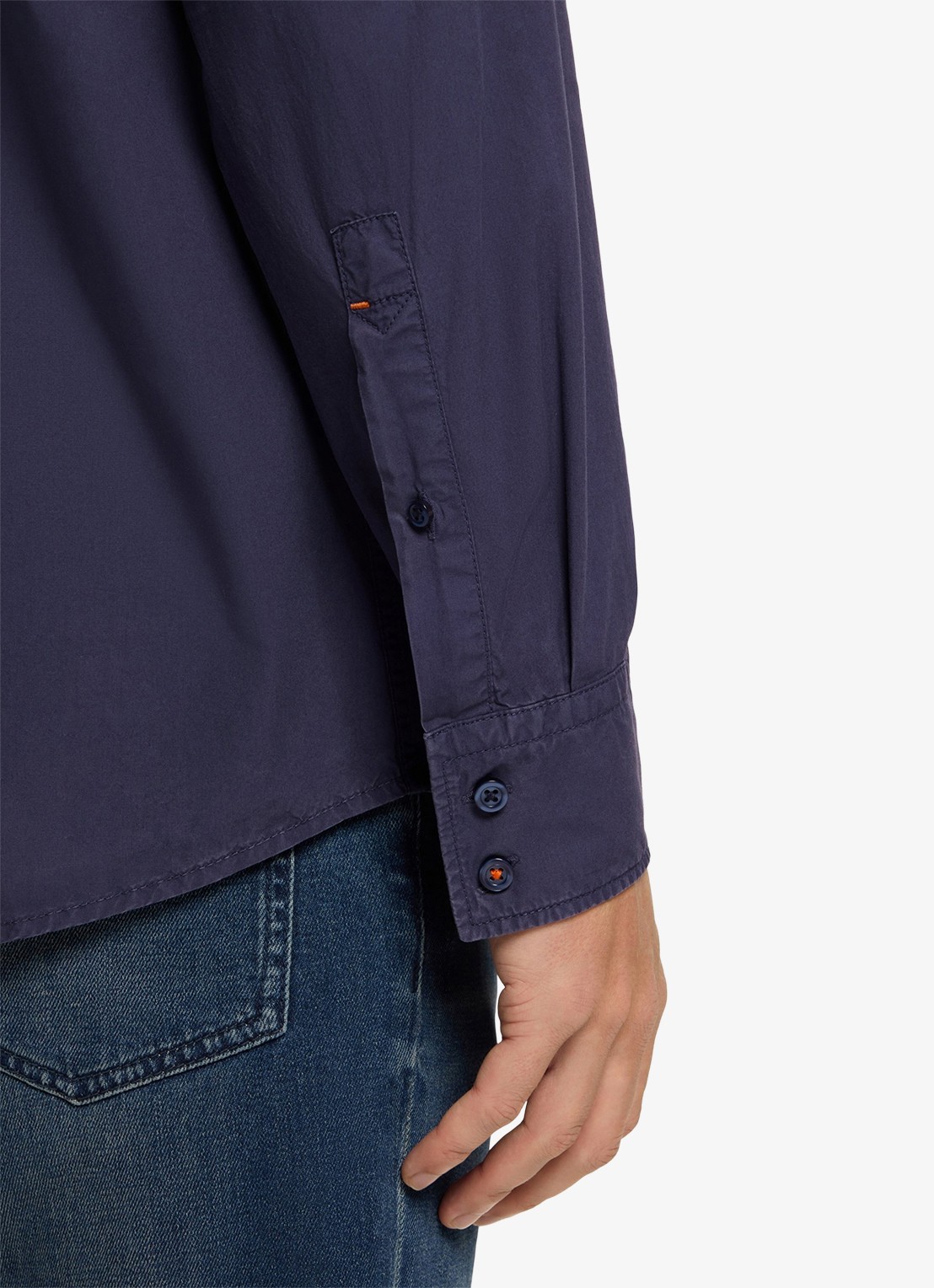 BOSS Regular-fit overhemd van katoenen popeline - detail 5 navy-418 / blauw