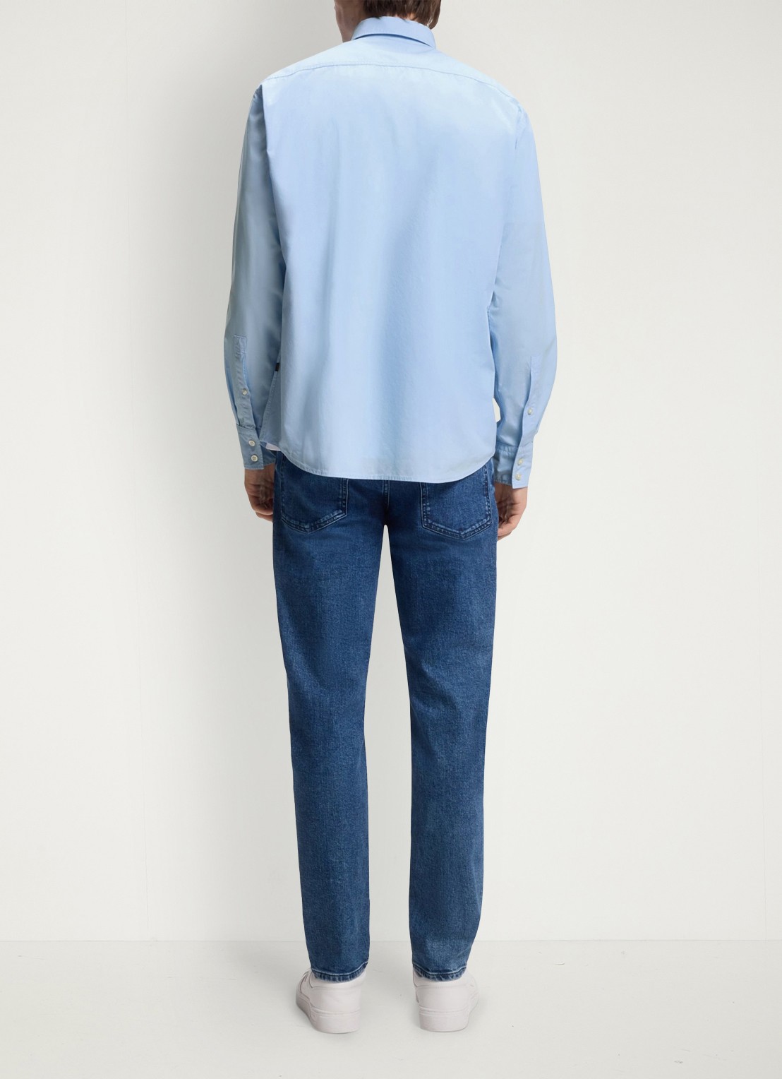 BOSS Regular-fit overhemd van katoenen popeline - achterkant 4 open blue-460 / blauw