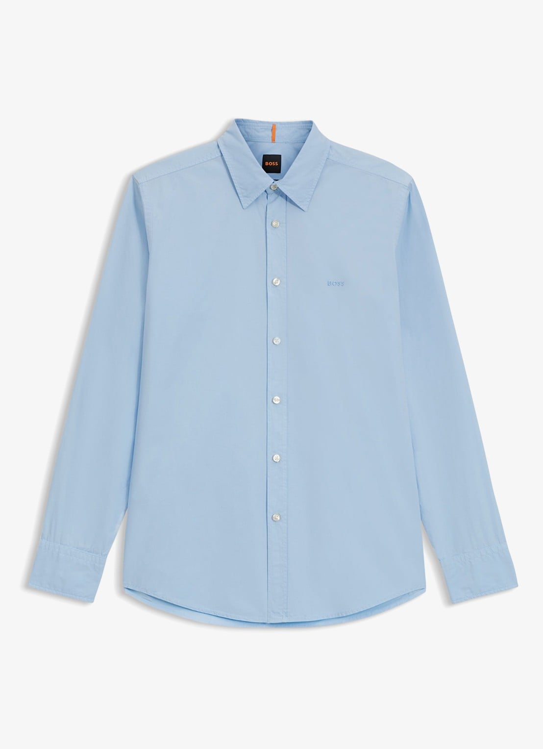 BOSS Regular-fit overhemd van katoenen popeline - voorkant open blue-460 / blauw