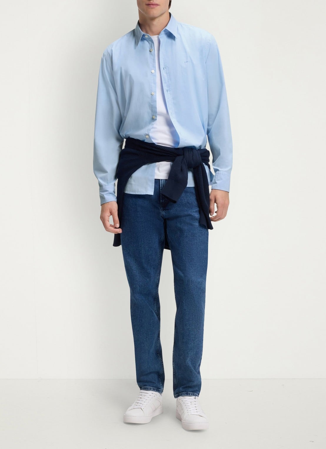BOSS Regular-fit overhemd van katoenen popeline - voorkant 2 open blue-460 / blauw