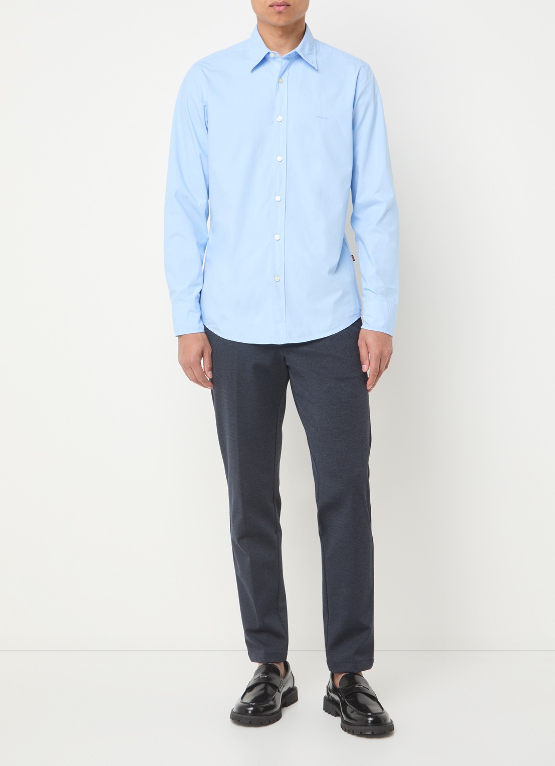 BOSS Regular-fit overhemd van katoenen popeline - voorkant 2 open blue-472 / lichtblauw