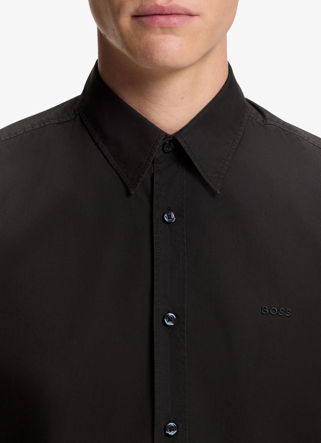 BOSS Regular-fit overhemd van katoenen popeline - detail 2 black-001 / zwart