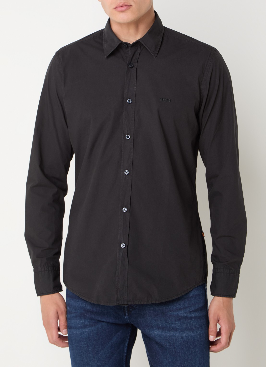 BOSS Regular-fit overhemd van katoenen popeline - detail 4 black-001 / zwart