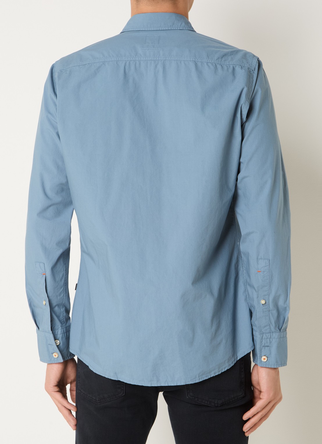 BOSS Regular-fit overhemd van katoenen popeline - achterkant open blue-472 / lichtblauw