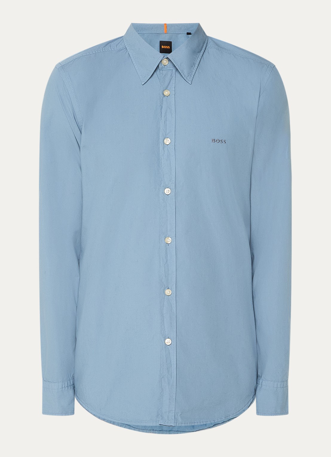 BOSS Regular-fit overhemd van katoenen popeline - voorkant 2 open blue-472 / lichtblauw