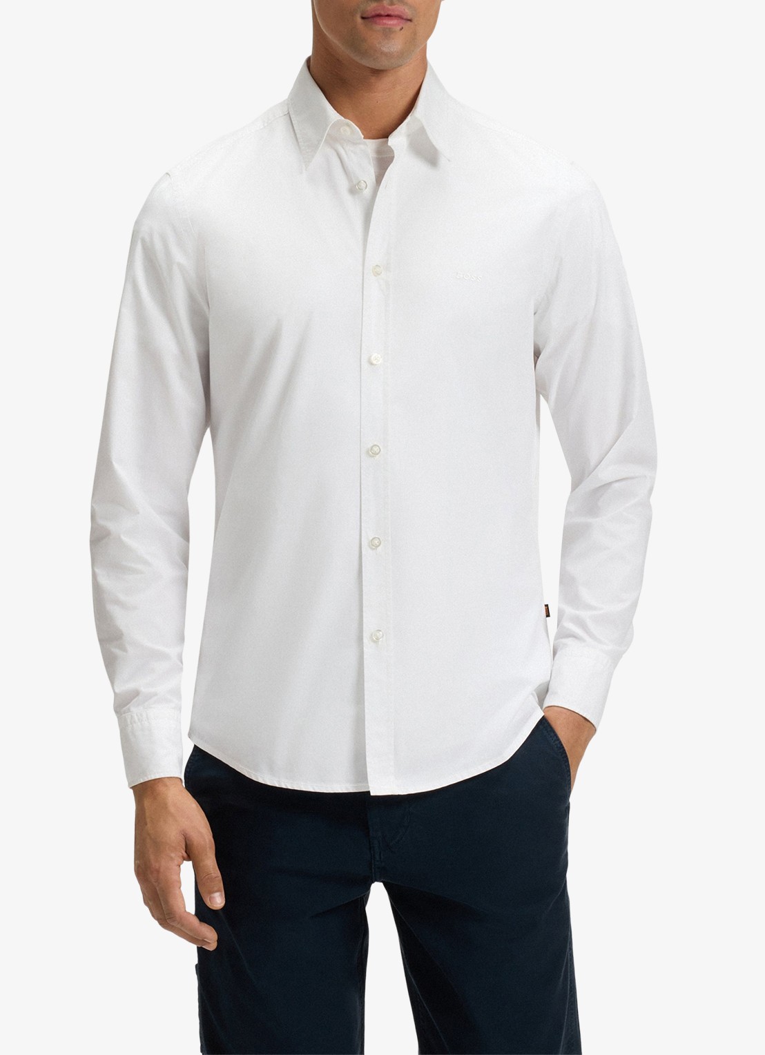 BOSS Regular-fit overhemd van katoenen popeline - detail white-100 / wit