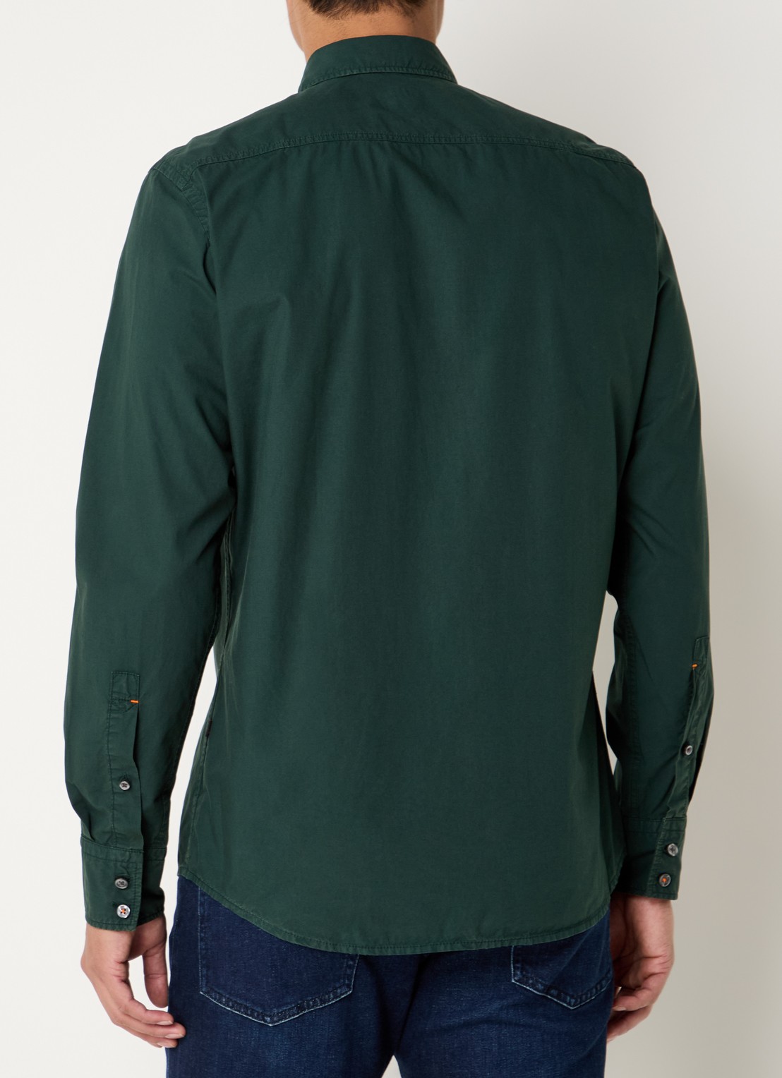 BOSS Regular-fit overhemd van katoenen popeline - achterkant 3 open green-350 / groen