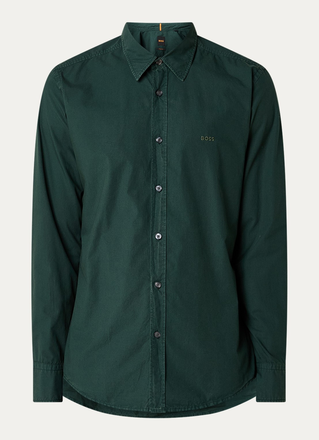 BOSS Regular-fit overhemd van katoenen popeline - voorkant open green-350 / groen