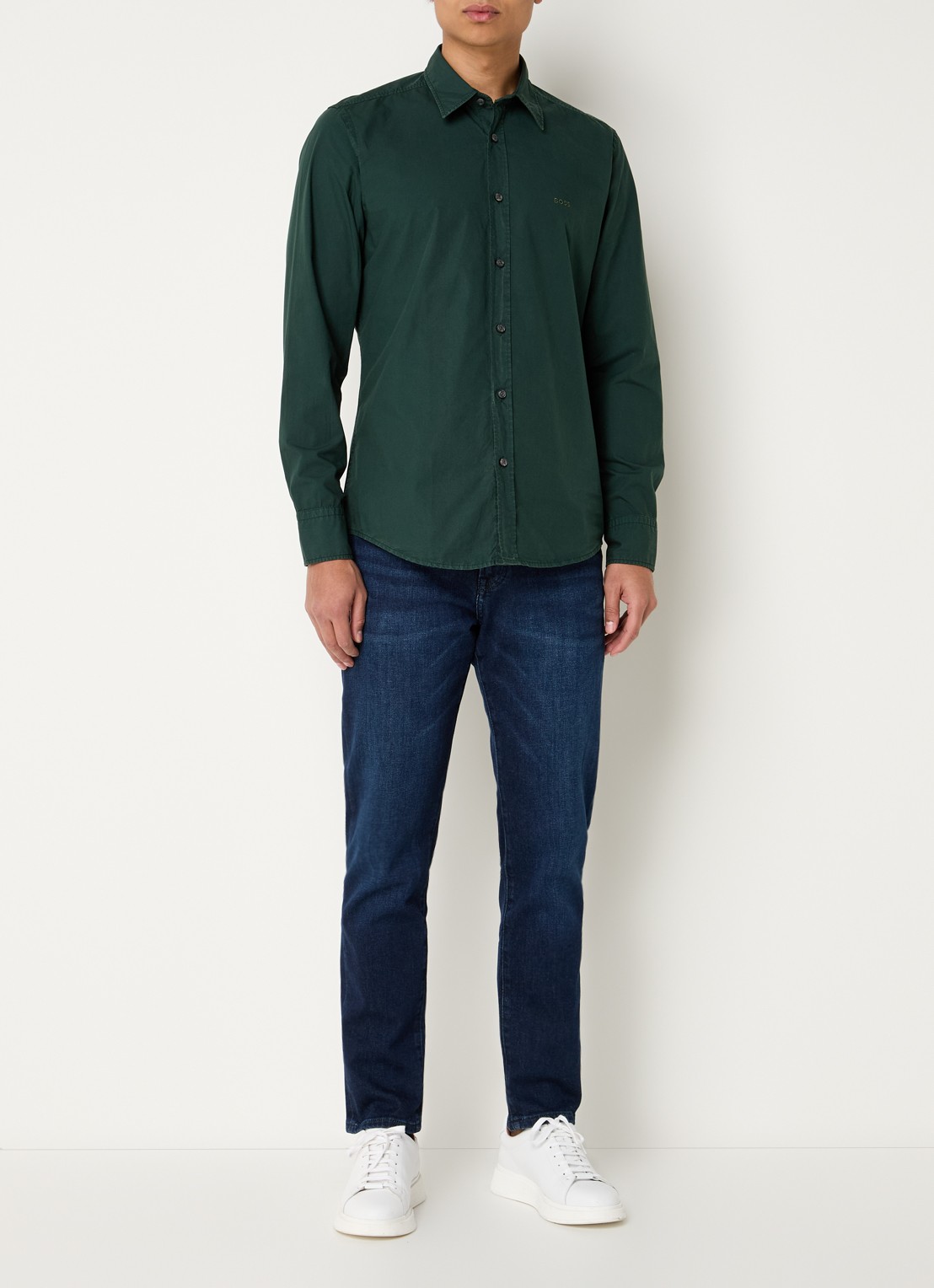 BOSS Regular-fit overhemd van katoenen popeline - voorkant 2 open green-350 / groen