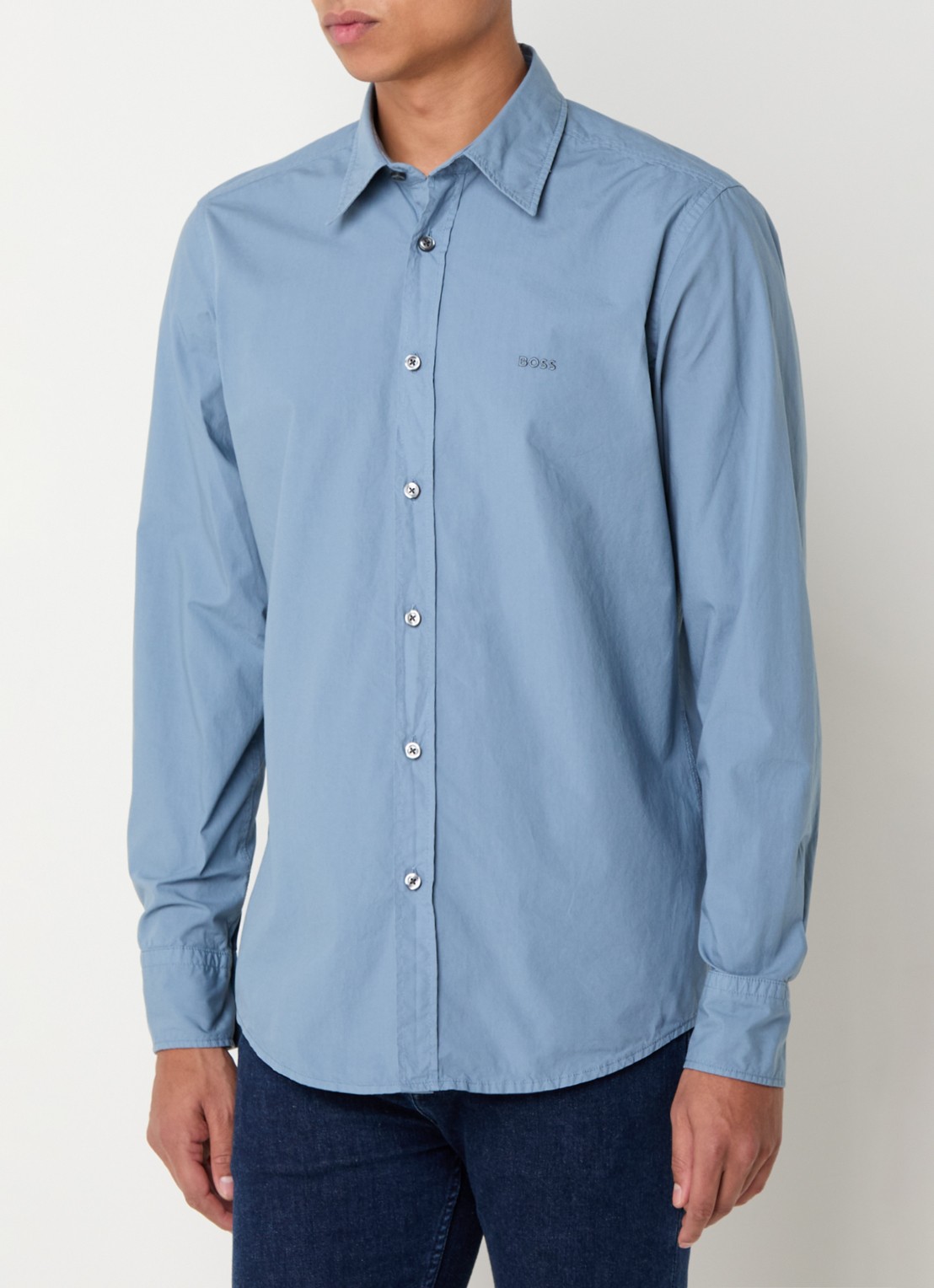BOSS Regular-fit overhemd van katoenen popeline - detail 4 light/pastel blue-459 / blauw
