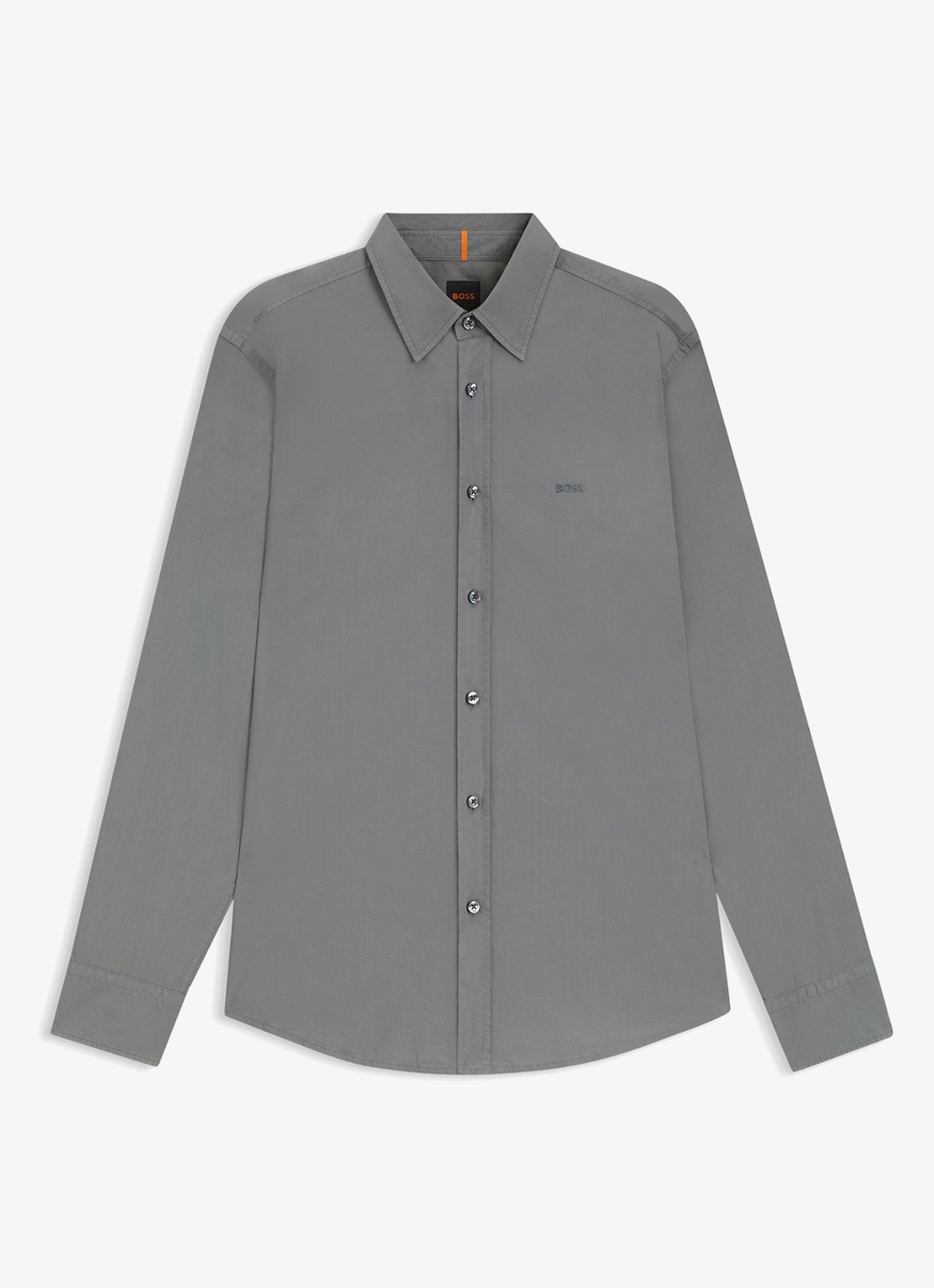 BOSS Regular-fit overhemd van katoenen popeline - voorkant 2 open grey-062 / grijs