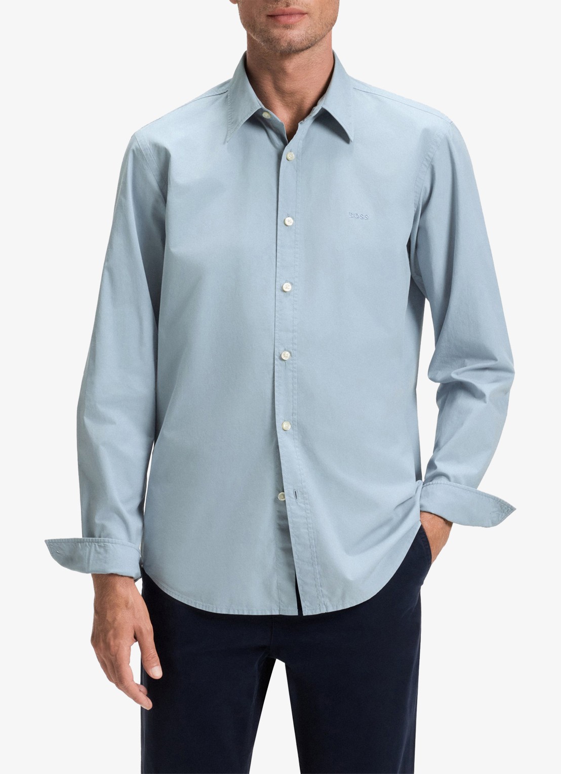 BOSS Regular-fit overhemd van katoenen popeline - detail 3 light/pastel blue-451 / lichtblauw