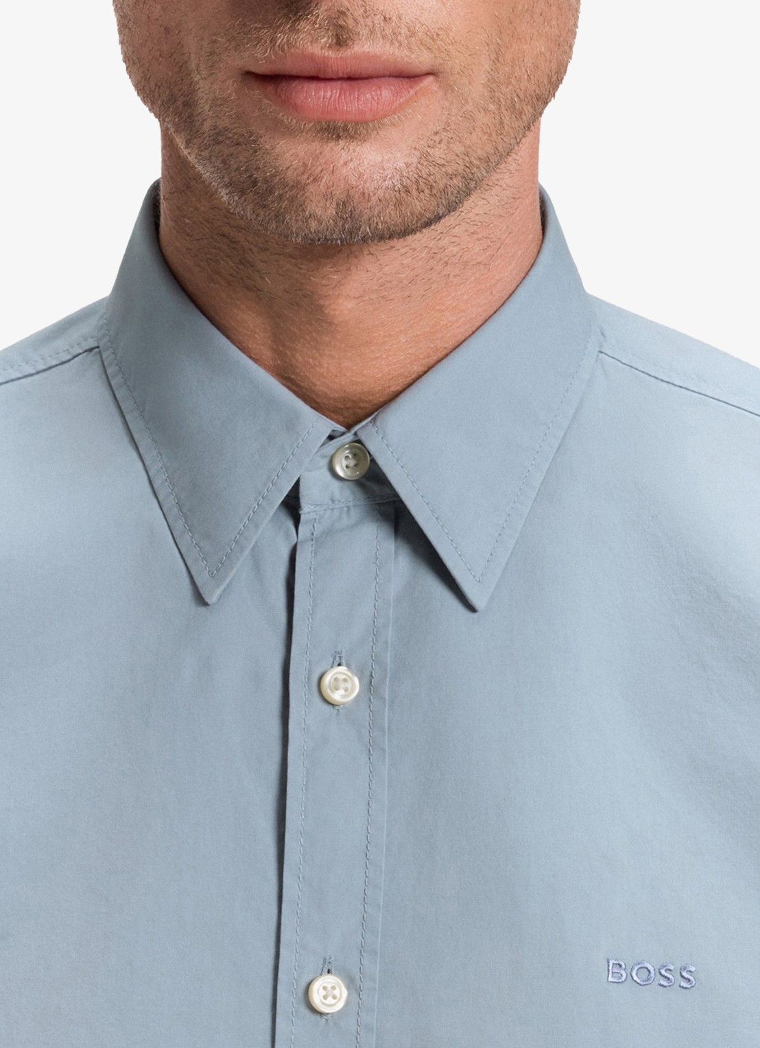 BOSS Regular-fit overhemd van katoenen popeline - detail 4 light/pastel blue-451 / lichtblauw