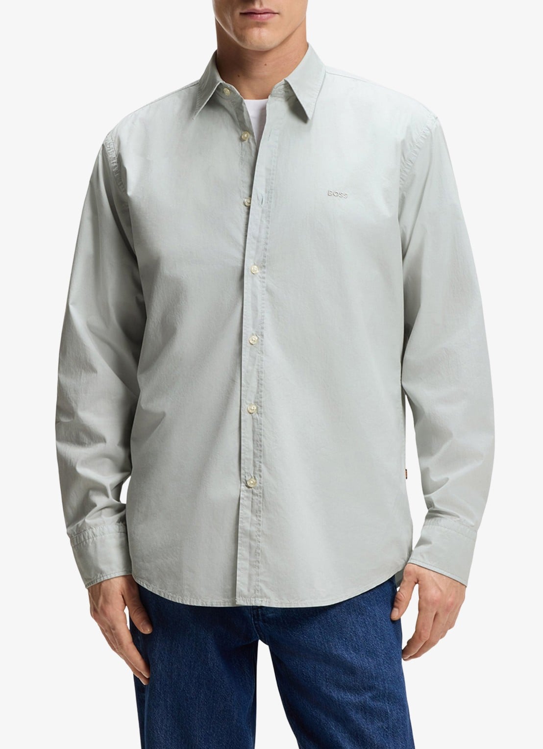 BOSS Regular-fit overhemd van katoenen popeline - detail 3 silver-043 / grijs