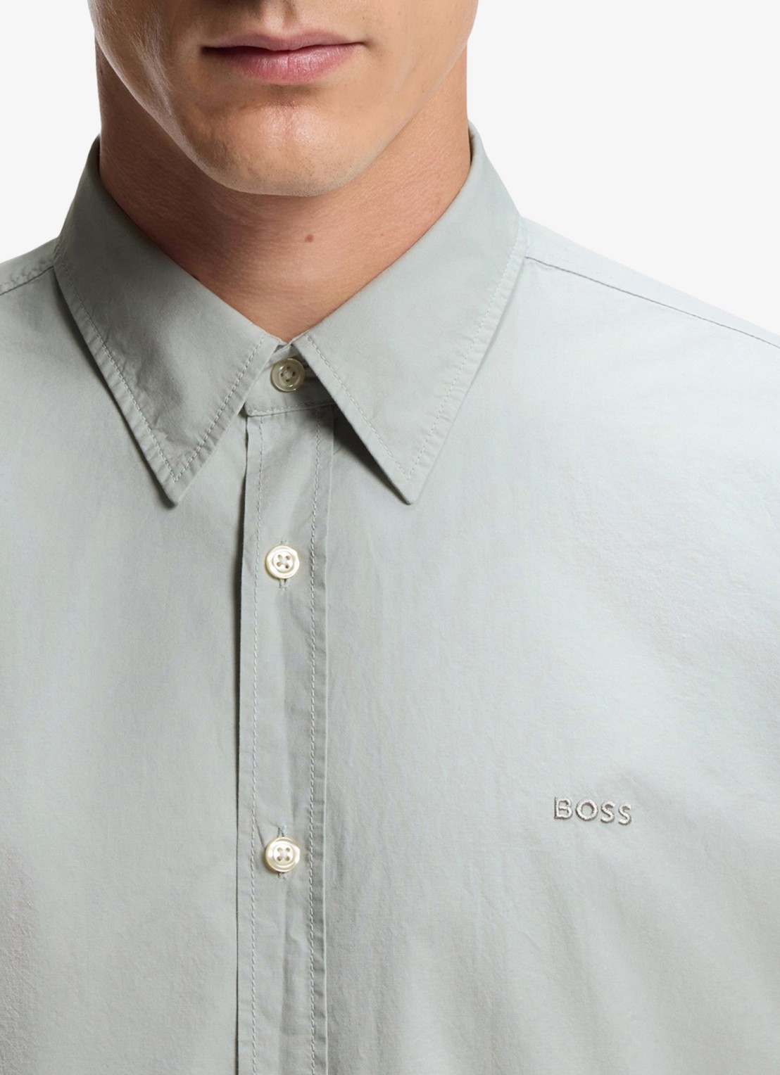 BOSS Regular-fit overhemd van katoenen popeline - detail 4 silver-043 / grijs