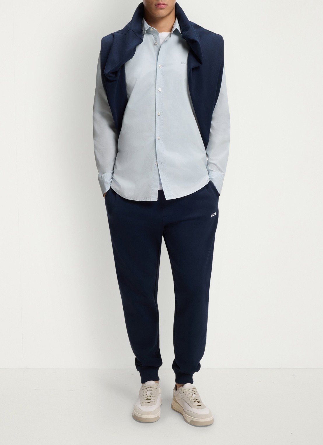 BOSS Regular-fit overhemd van katoenen popeline - voorkant 2 light/pastel grey-053 / grijs