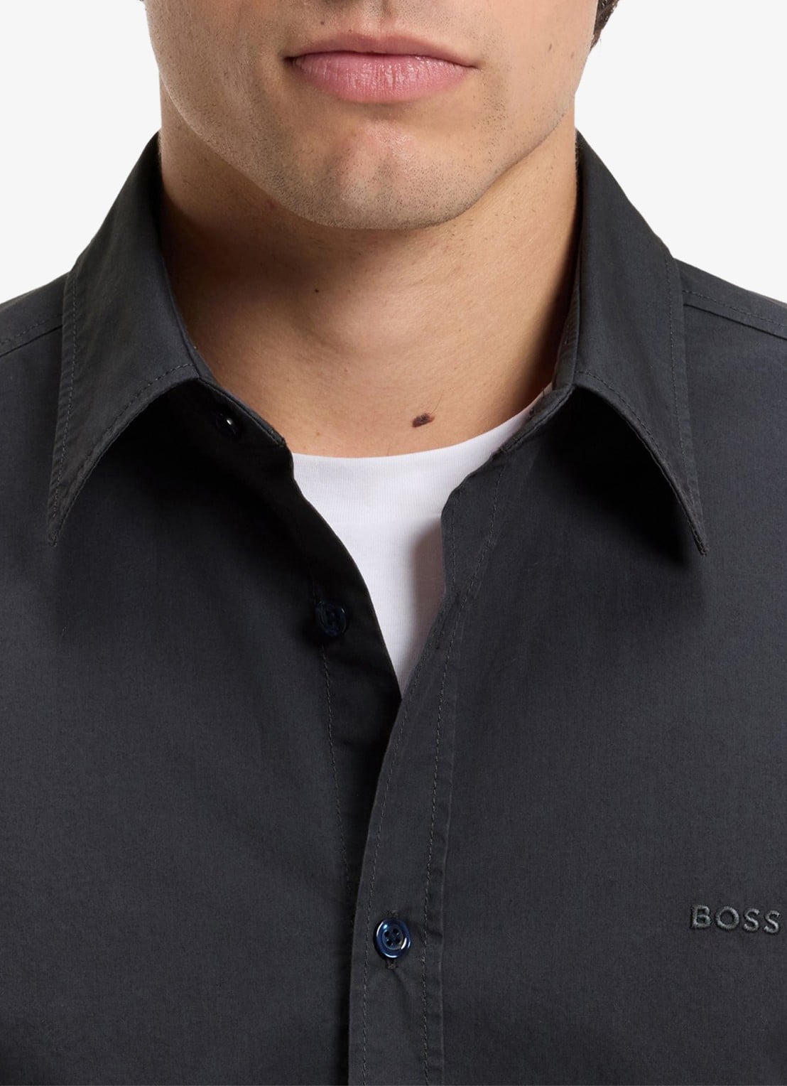 BOSS Regular-fit overhemd van katoenen popeline - detail 4 dark blue-406 / blauw