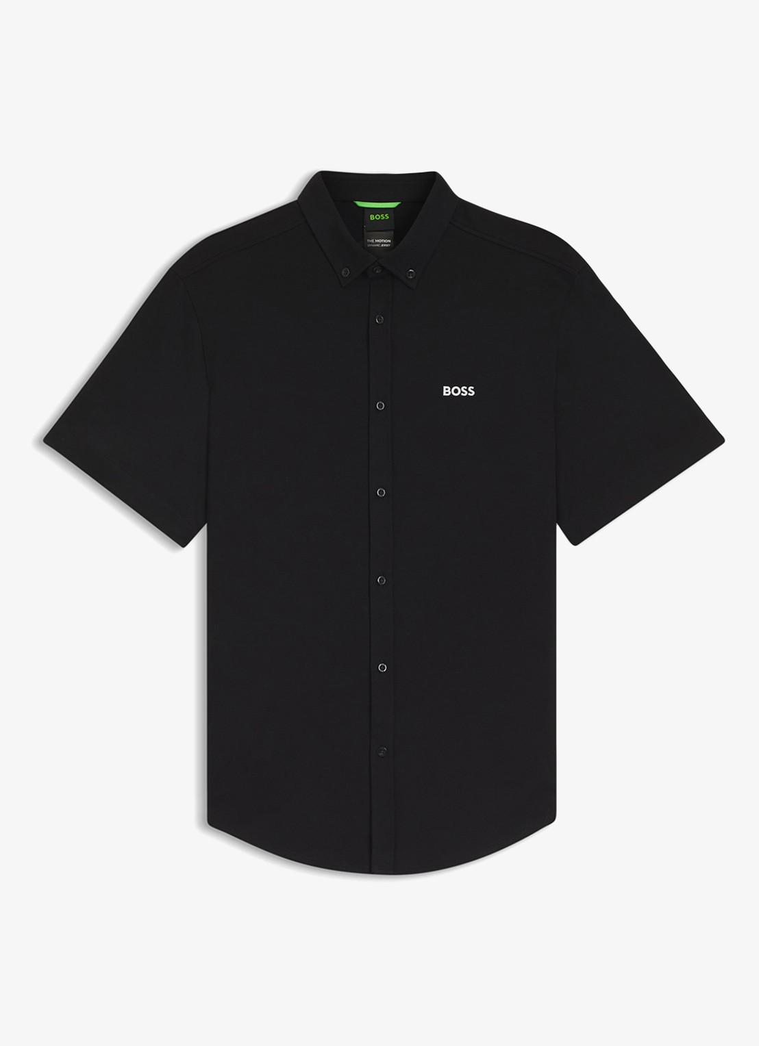 BOSS Regular-fit overhemd van kreukbestendige katoenen jersey - voorkant 5 black-002 / zwart