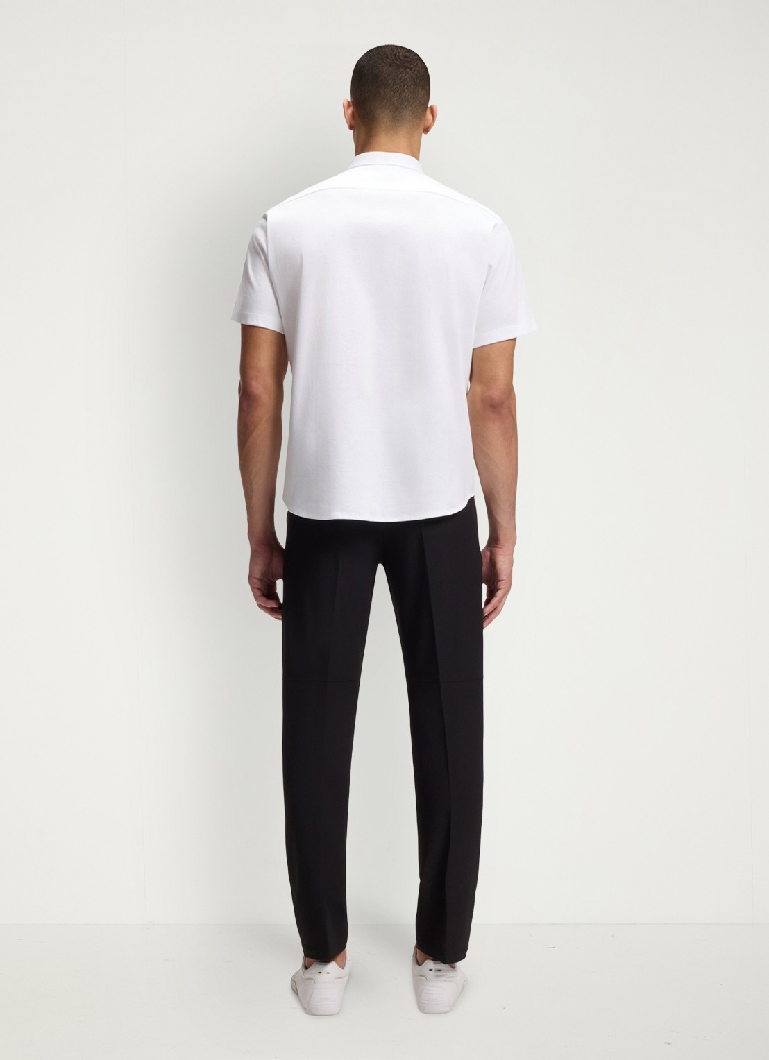 BOSS Regular-fit overhemd van kreukbestendige katoenen jersey - achterkant 6 white-100 / wit