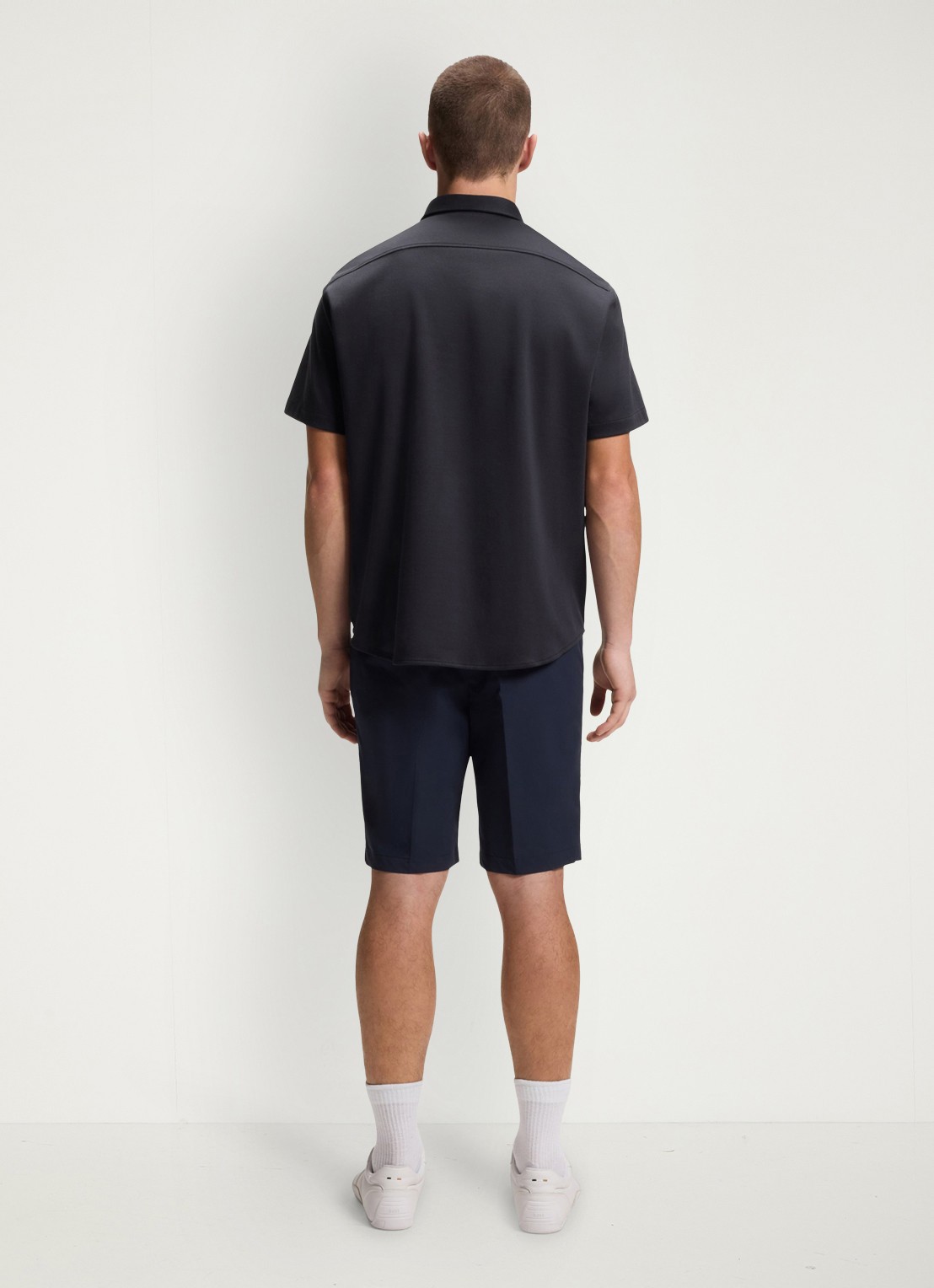 BOSS Regular-fit overhemd van kreukbestendige katoenen jersey - achterkant dark blue-402 / blauw