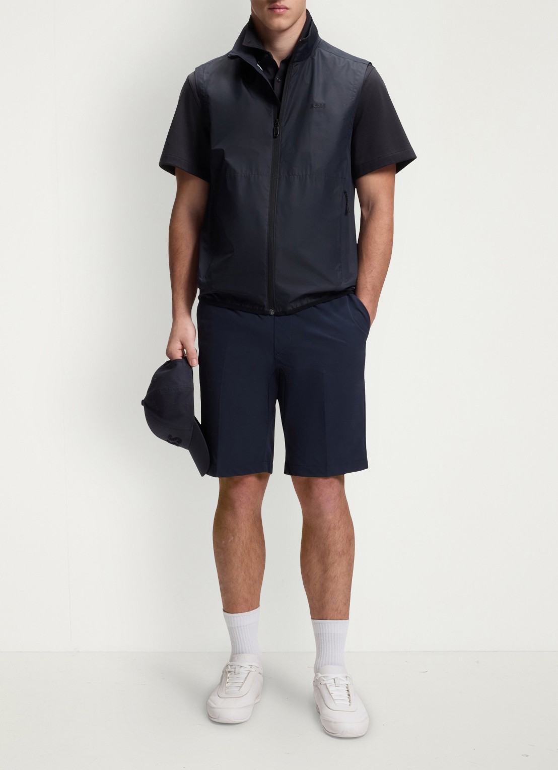 BOSS Regular-fit overhemd van kreukbestendige katoenen jersey - voorkant 3 dark blue-402 / blauw